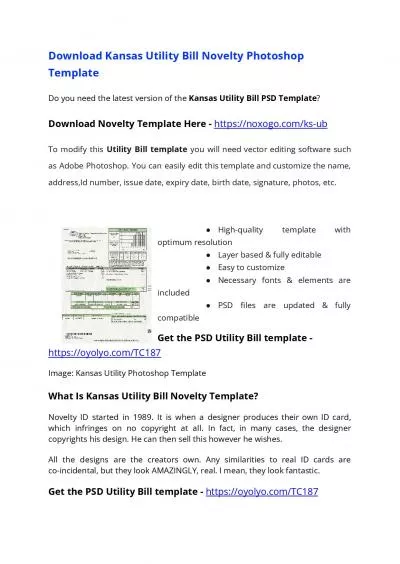 Kansas Utility Bill PSD Template – USA Proof of address