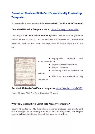 Mexican Birth Certificate PSD Template – Download Photoshop File