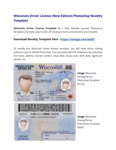 Wisconsin Drivers License (New Edition) Photoshop Novelty Template