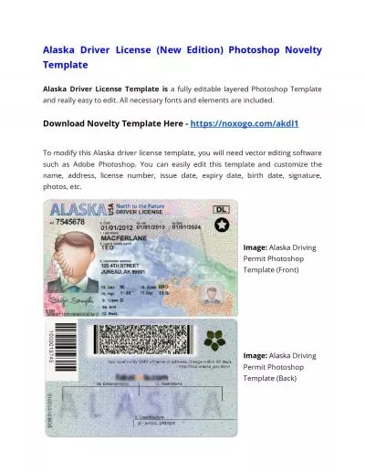 Alaska Drivers License (New Edition) Photoshop Novelty Template