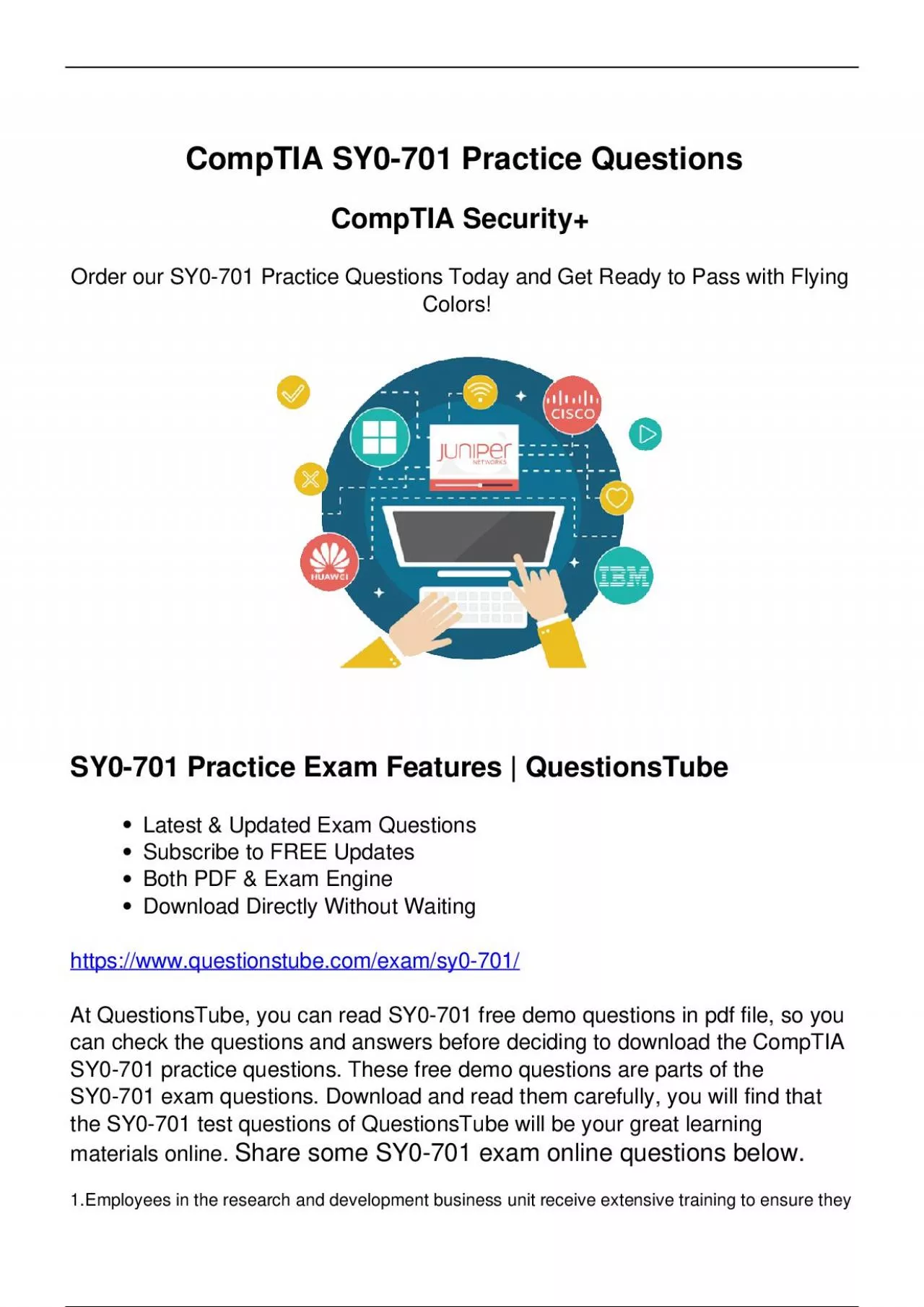 PDF-Actual CompTIA SY0-701 Practice Questions - Quickly Prepare for SY0-701 Exam