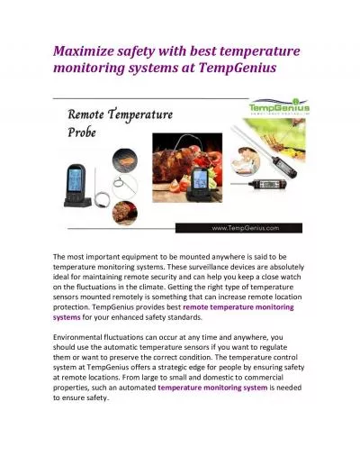 Maximize safety with best temperature monitoring systems at TempGenius
