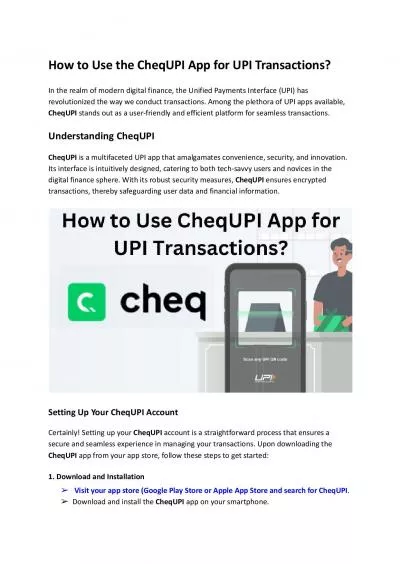 How to Use the CheqUPI App for UPI Transactions?