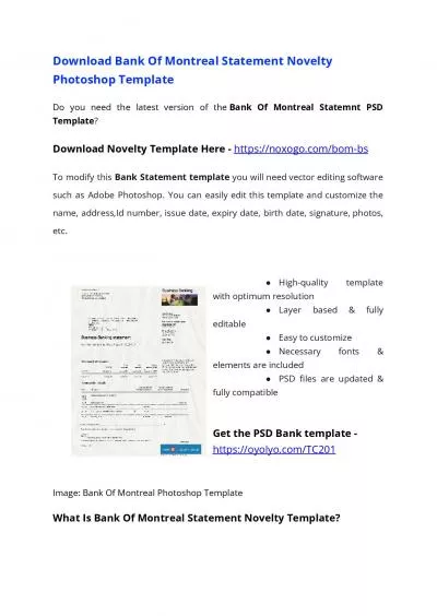 Bank of Montreal Statement PSD Template – Download Photoshop File
