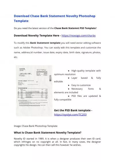 Chase Bank Statement PSD Template – Download Photoshop File