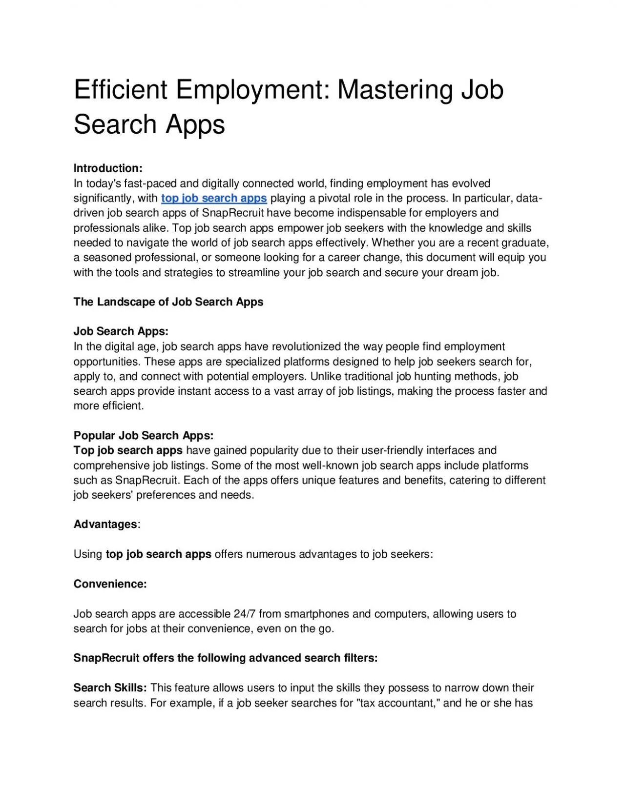 PDF-Efficient Employment: Mastering Job Search Apps