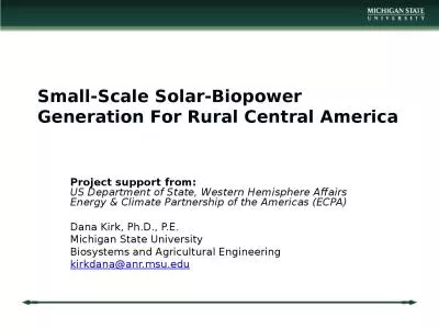 Small-Scale  Solar-Biopower Generation For Rural Central America