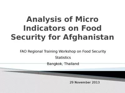 Analysis of Micro Indicators on Food Security for Afghanistan