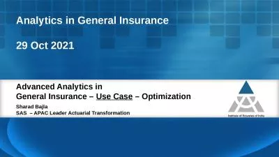 Advanced Analytics in General Insurance –
