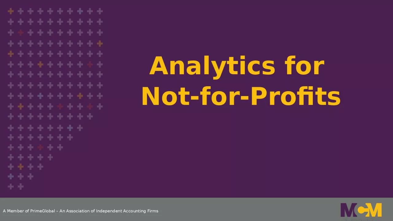 Analytics for  Not-for-Profits