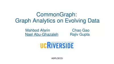 CommonGraph:  Graph Analytics on Evolving Data