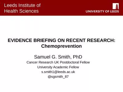 EVIDENCE BRIEFING ON RECENT RESEARCH: