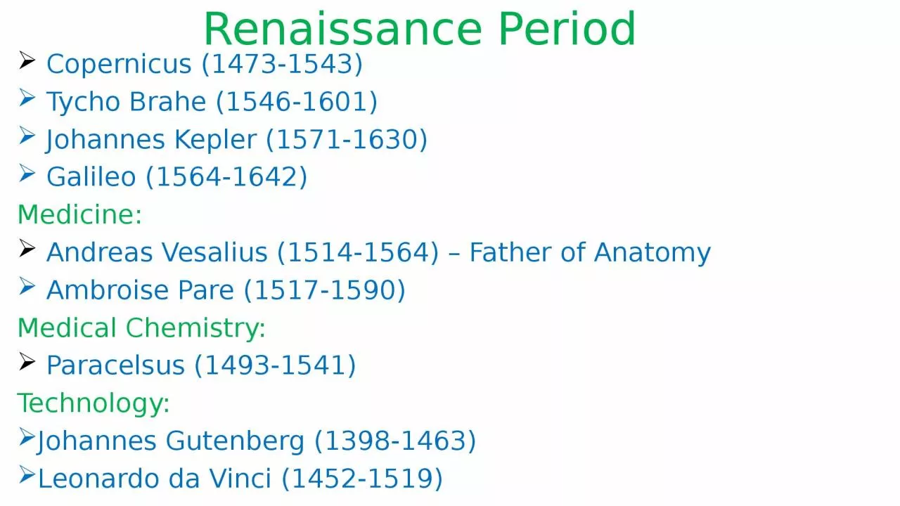 PPT-Renaissance Period Copernicus (1473-1543)