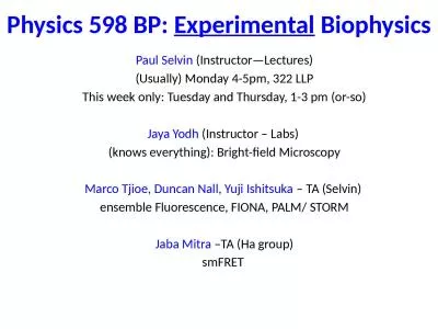 Physics 598 BP:  Experimental