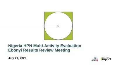 Nigeria HPN Multi-Activity Evaluation