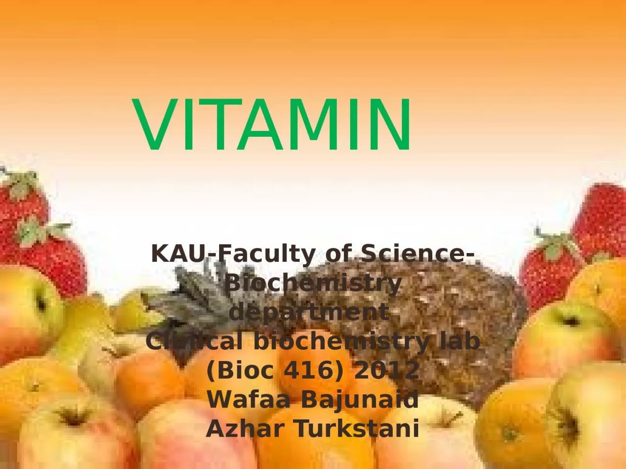 PPT-KAU-Faculty of Science- Biochemistry department