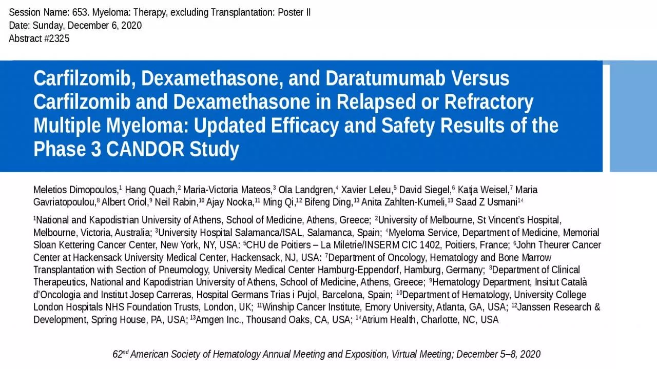 PPT-Carfilzomib, Dexamethasone, and Daratumumab Versus Carfilzomib and Dexamethasone in Relapsed