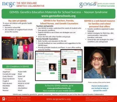 GEMSS: Genetics Education Materials for School Success –