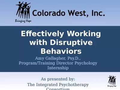 Effectively Working with Disruptive Behaviors