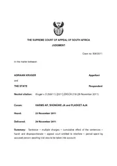 PPEAL OF SOUTH AFRICA                 Case no: 506/2011 ADRIAAN KRUGER