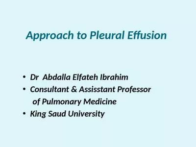 Approach to Pleural Effusion