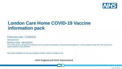 London Care Home COVID-19 Vaccine information pack