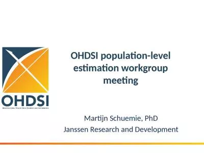 OHDSI population-level estimation workgroup meeting