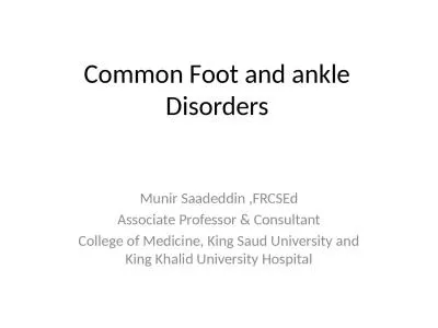 Common Foot and ankle Disorders