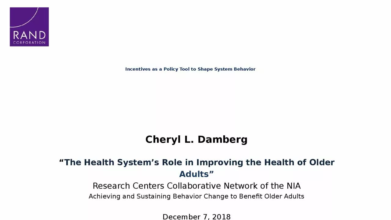 PPT-Incentives as a Policy Tool to Shape System Behavior