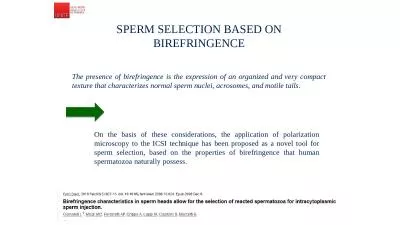 Sperm selection based on birefringence