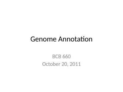 Genome Annotation BCB 660