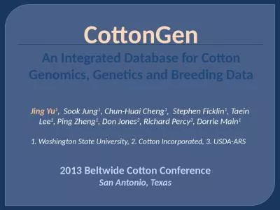 CottonGen An Integrated Database for Cotton Genomics, Genetics and Breeding Data