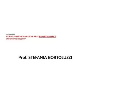 A.A.  2022-2023 CORSO DI METODI MOLECOLARI E