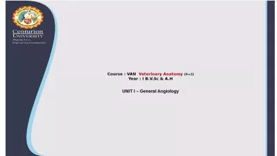 Course : VAN   Veterinary Anatomy