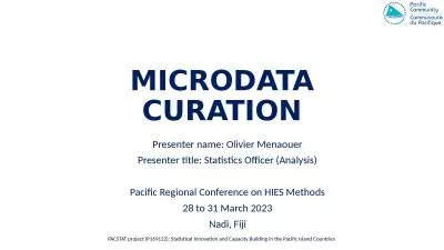 MICRODATA CURATION PACSTAT project (P169122): Statistical Innovation and Capacity Building in the P