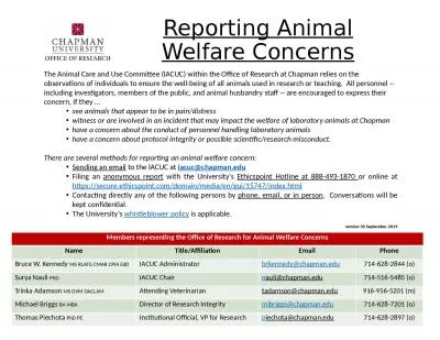 Reporting  Animal Welfare