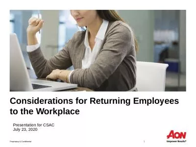 Considerations for Returning Employees to the Workplace