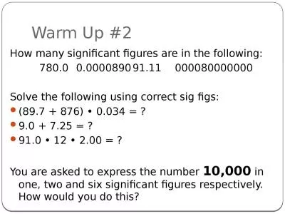 Warm Up #2 How many significant figures are in the following: