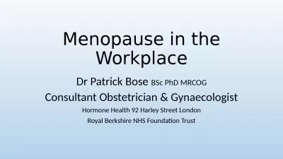 Menopause in the Workplace