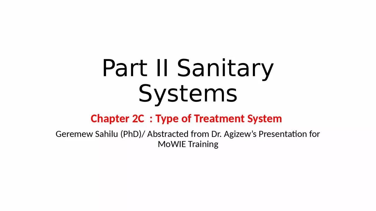 Part II Sanitary Systems