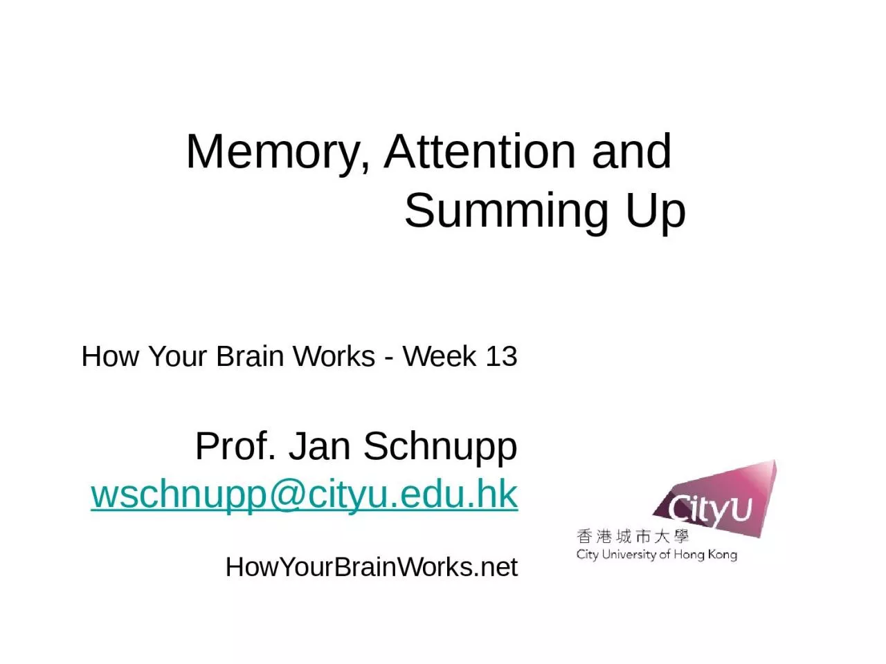 PPT-Memory, Attention and Summing Up