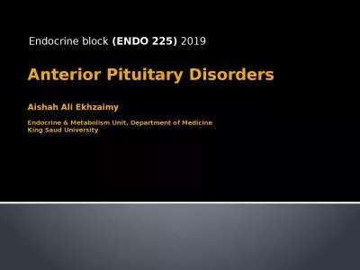 Anterior Pituitary Disorders