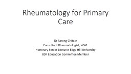 Rheumatology for Primary Care