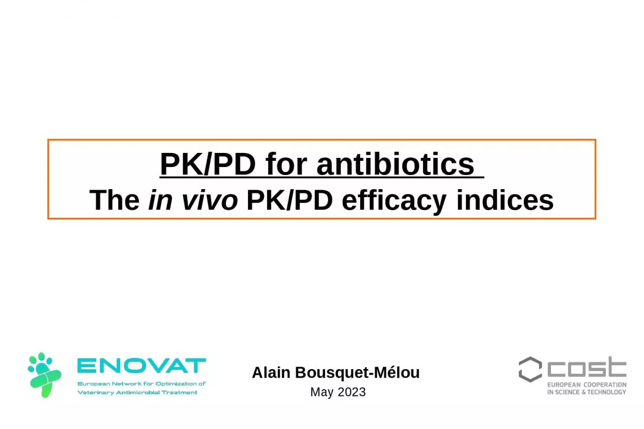 PK/PD for antibiotics  The