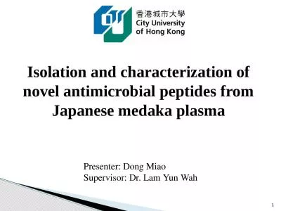 1 Isolation and characterization of novel antimicrobial peptides from Japanese medaka plasma