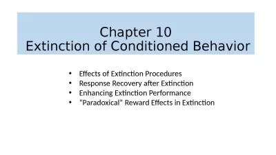 Chapter  10   Extinction of Conditioned