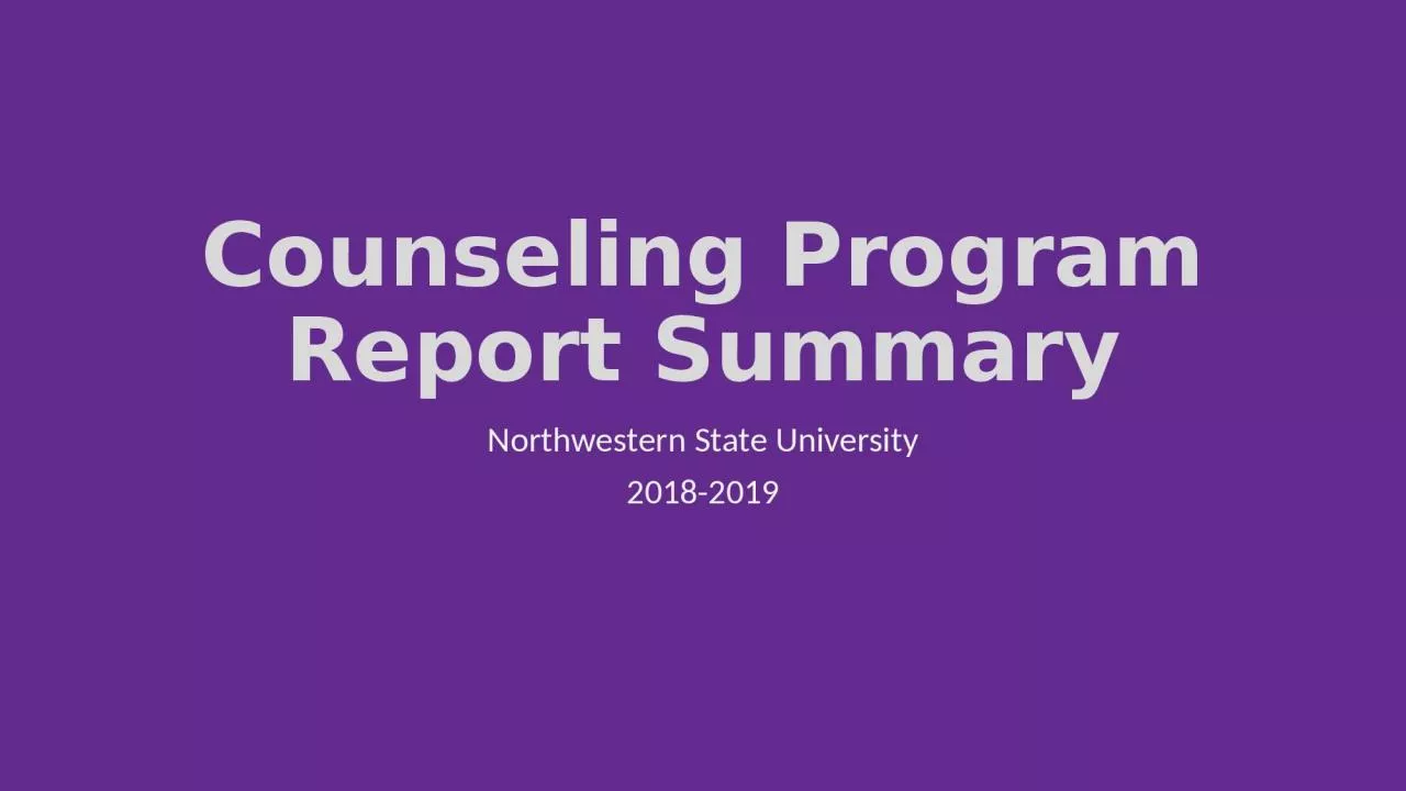 Counseling Program Report Summary