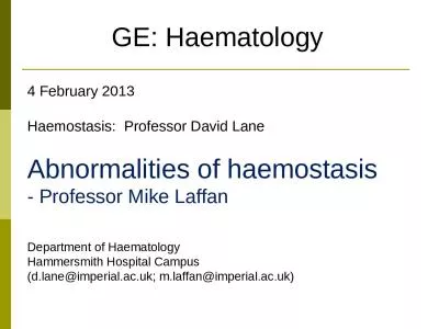 4 February 2013    Haemostasis