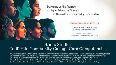 Ethnic Studies  California Community College Core Competencies