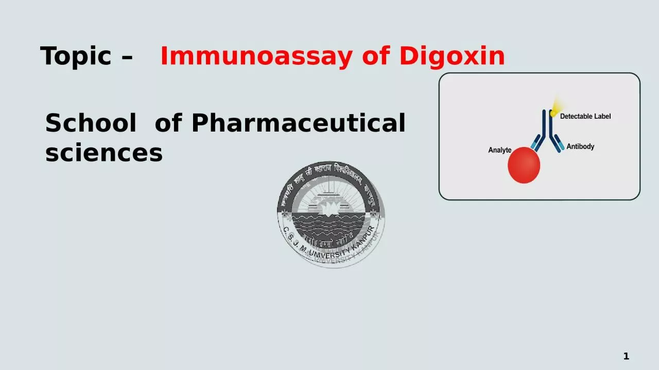 Topic –    Immunoassay of Digoxin